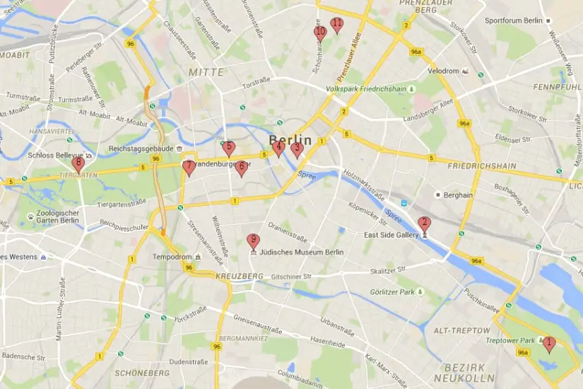 Bezienswaardigheden citytrip Berlijn map