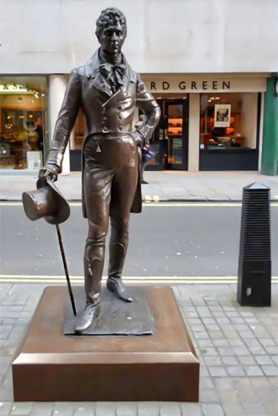 Standbeeld van Beau Brummell in Jermyn Street, Londen