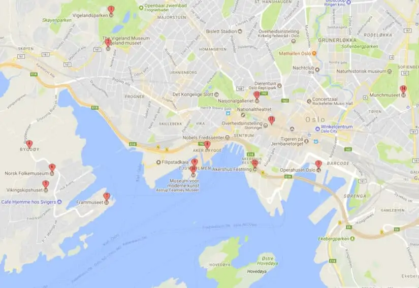 Citytrip Oslo bezienswaardigheden - Map - door AGMJ