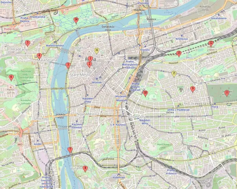 Kaart Praag - Citytrip Praag bezienswaardigheden - Reistips van Laurens M - via AGMJ