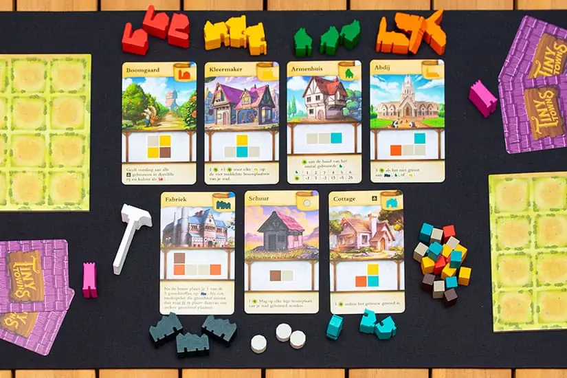 Tiny Towns Spel - Opstelling - Board game review - door Laurens M - AGMJ